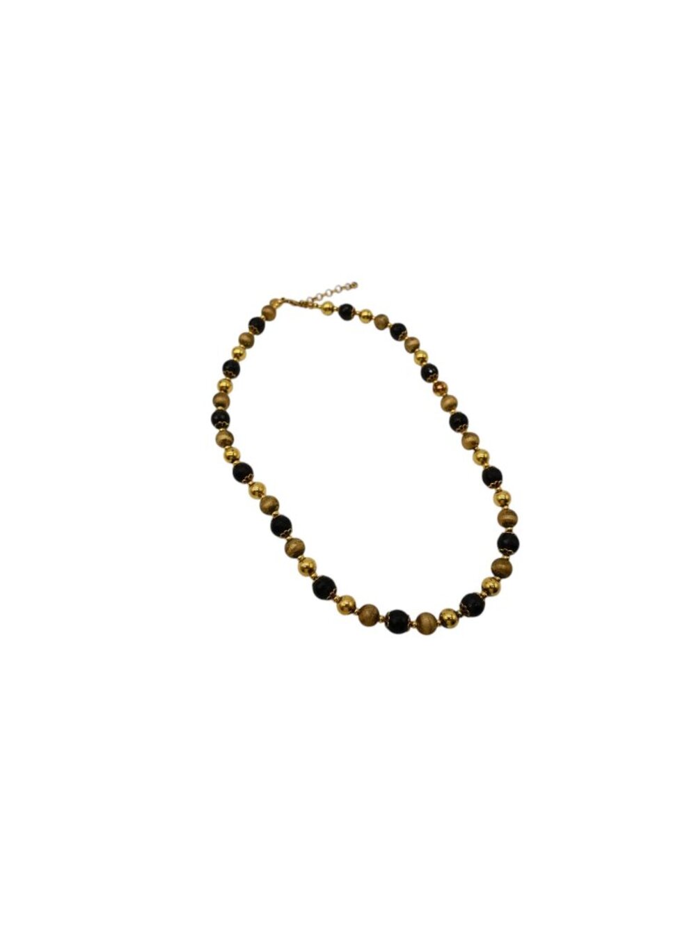 Veronese Gold Tone & Black Beaded Necklace Designer Statement Jewelry Trendy